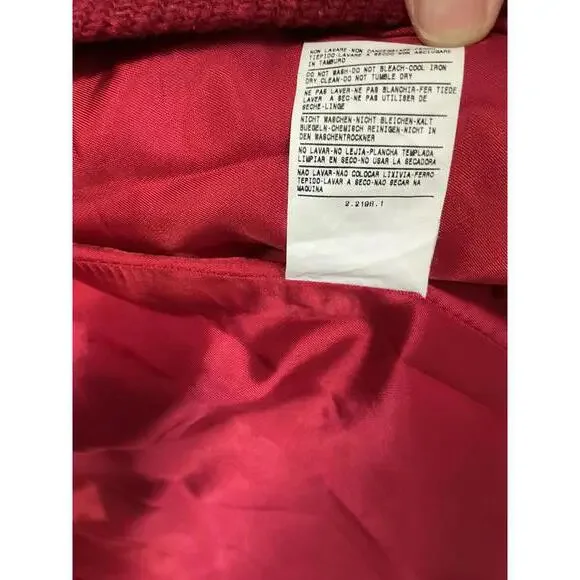 United Colors of Benetton Women's Red Wool Blnd Trench Coat / Belt Retro boho - Picture 6 of 9